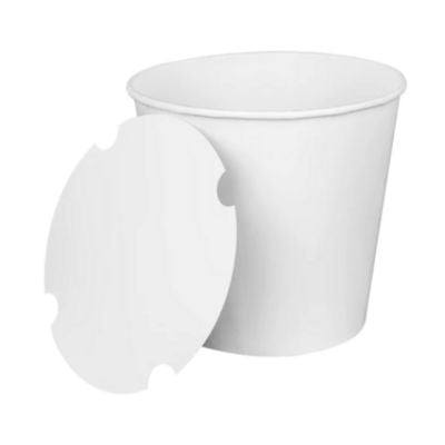 KRTCFB170WBNDL Food Bucket with Lid, 170 oz, 8.9" Diameter x 8.36" h, White, Paper, 150/Carton KARAT BY LOLLICUP