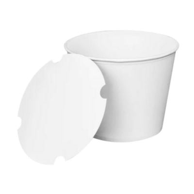 KRTCFB130WBNDLE Food Bucket with Lid, 130 oz, 8.46" Diameter x 6.6" h, White, Paper, 150/Carton KARAT BY LOLLICUP
