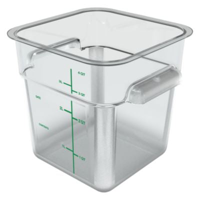 CFS1195107 Squares Polycarbonate Food Storage Container, 4 qt, 7.13 x 7.13 x 7.29, Clear, Plastic