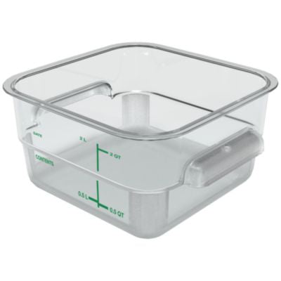CFS1195007 Squares Polycarbonate Food Storage Container, 2 qt,  7.13 x 7.13 x  3.8, Clear, Plastic
