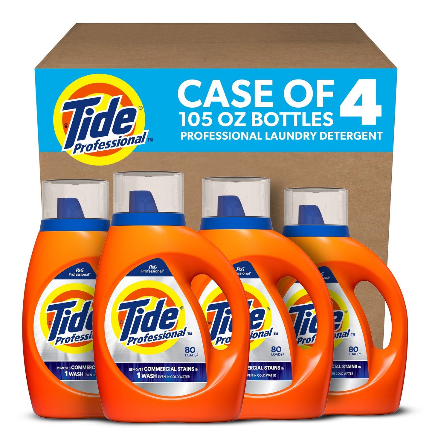 PGC14116 Commercial HE Liquid Laundry Detergent, 105 oz Pour Bottle, 4/Carton Tide Professional