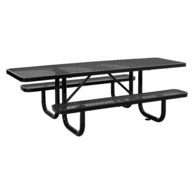 GBE695289BK ADA Compliant Expanded Steel Picnic Table, Rectangular, 96 x 60 x 29.5, Black Top and Base