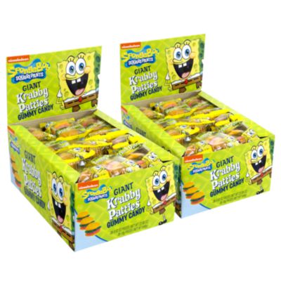 GRR60004072 SpongeBob Squarepants Giant Krabby Patties Gummy Candy, Fruity, 0.63 oz Packet, 36/Bag, 2/Carton