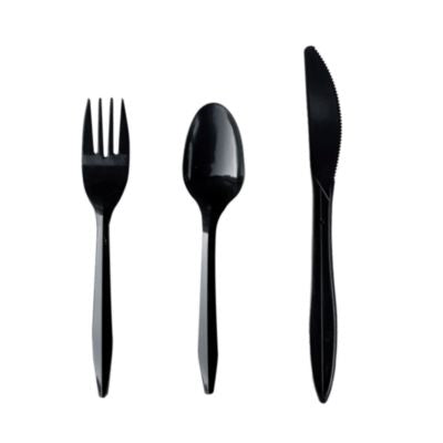 BWK3KITBLPP Three-Piece Polypropylene Cutlery Kit, Mediumweight, Fork/Knife/Spoon, Plastic, Black, 250/Carton