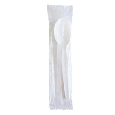 BWKSOUPWHPS Heavyweight Wrapped Polystyrene Cutlery, Soup Spoon, Plastic, White, 1,000/Carton