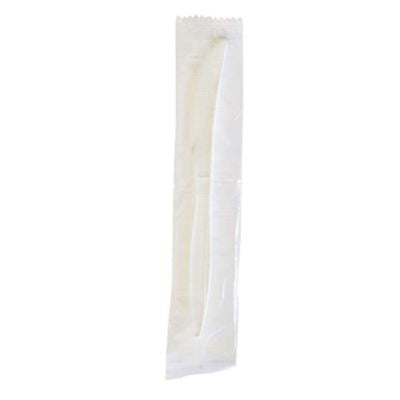 BWKKNIFEMWPPIW Mediumweight Wrapped Polypropylene Cutlery, Knife, 5.86", Plastic, White, 1,000/Carton