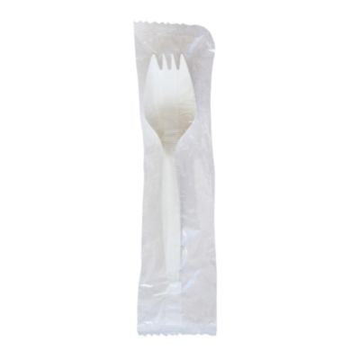 BWKSPORKWHPPIW Mediumweight Wrapped Polypropylene Cutlery, Spork, Plastic, White, 1000/Carton