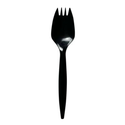 BWKSPORKBLPP Mediumweight Polypropylene Cutlery, Spork, Plastic, Black, 1,000/Carton