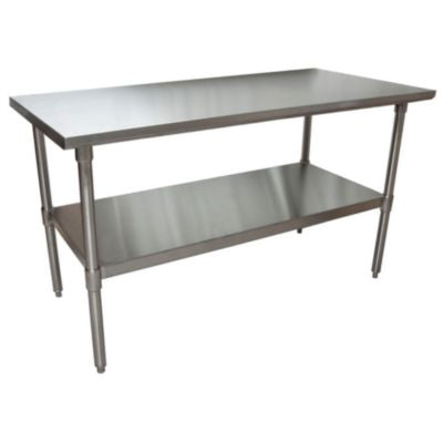 BKE2VT6030 Stainless Steel Flat Top Work Tables, 60w x 30d x 36h, Silver, 2/Pallet