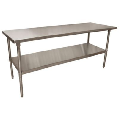 BKE2VT7230 Stainless Steel Flat Top Work Tables, 72w x 30d x 36h, Silver, 2/Pallet