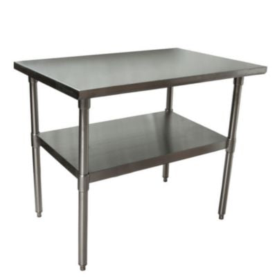 BKE2VT4824 Stainless Steel Flat Top Work Tables, 48w x 24d x 36h, Silver, 2/Pallet