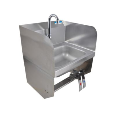 BKEHSW14101SBKP Stainless Steel Hand Sink with Side Splashes, 14" l x 10" w x 5" d