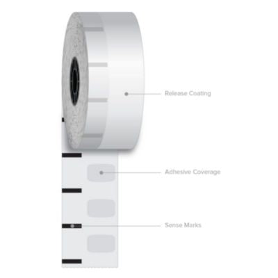 ICX90233303 Sticky Media, 2.28" x 270 ft, White, 12 Rolls/Carton