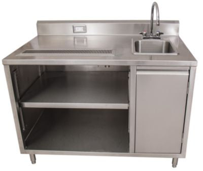 BKEBEVT3048R Stainless Steel Beverage Table with Right Sink, Rectangular, 30" x 48" x 41.5", Silver Top, Silver Base/Legs