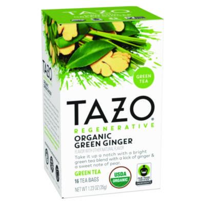 TZO00356 Tea Bags, Organic Green Ginger, 16/Box, 6 Boxes/Carton