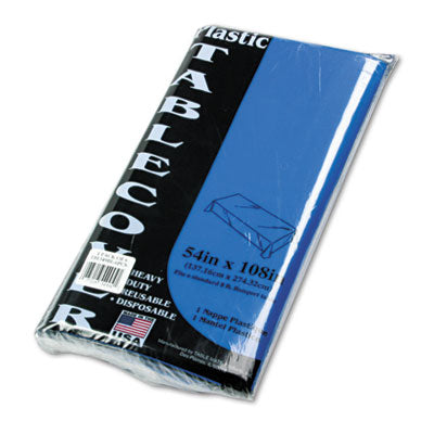 TBL549BL Table Set Rectangular Table Cover, Heavyweight Plastic, 54" X 108", Blue, 6/pack TABLEMATE PRODUCTS, CO.