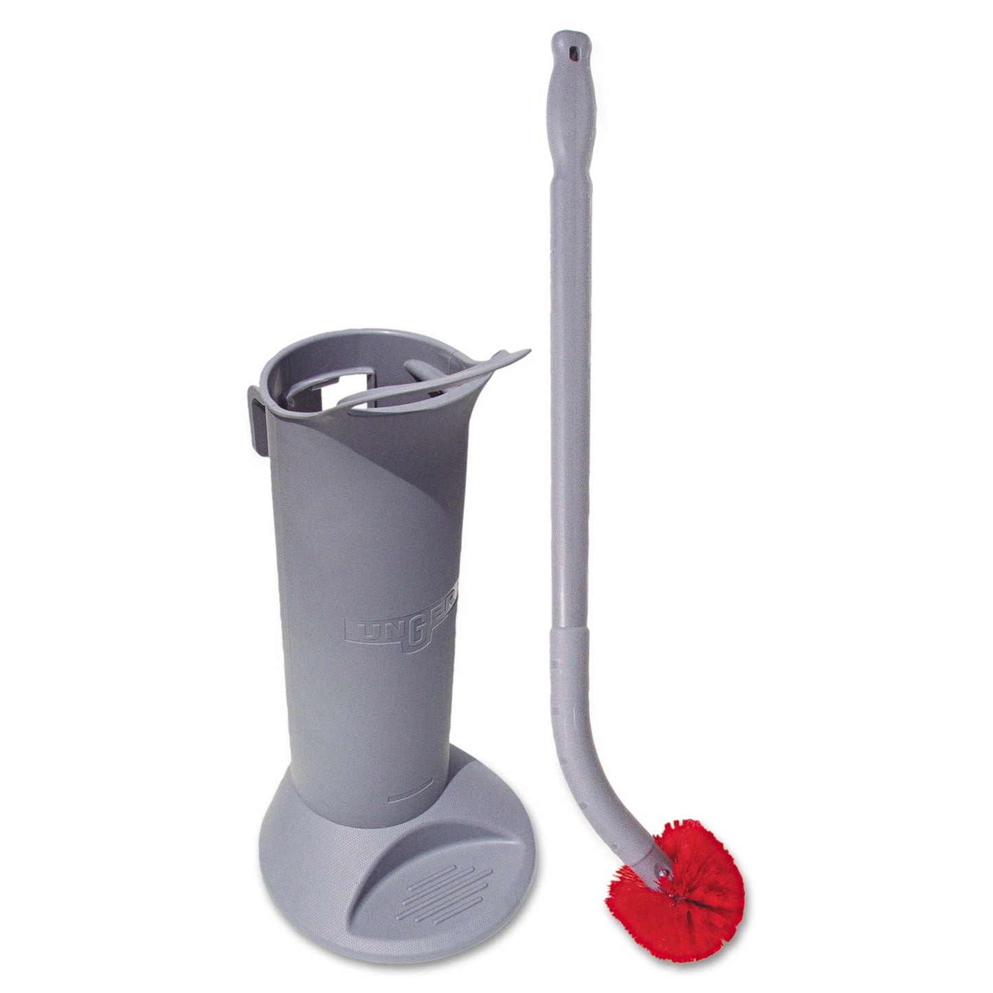 UNGBBWHR Ergo Toilet Bowl Brush Complete: Wand, Brush Holder And Two Heads, Gray Unger