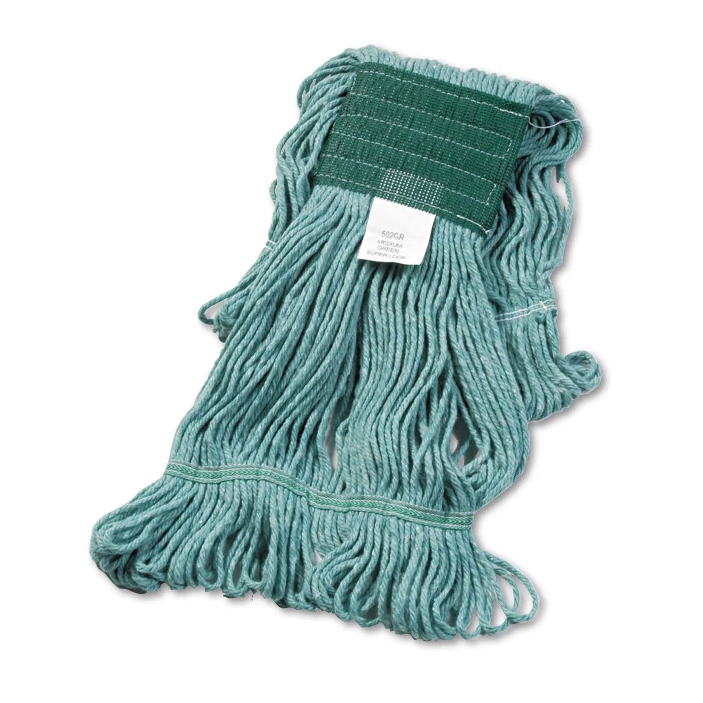 BWK502GNEA Super Loop Wet Mop Head, Cotton/synthetic Fiber, 5" Headband, Medium Size, Green Boardwalk