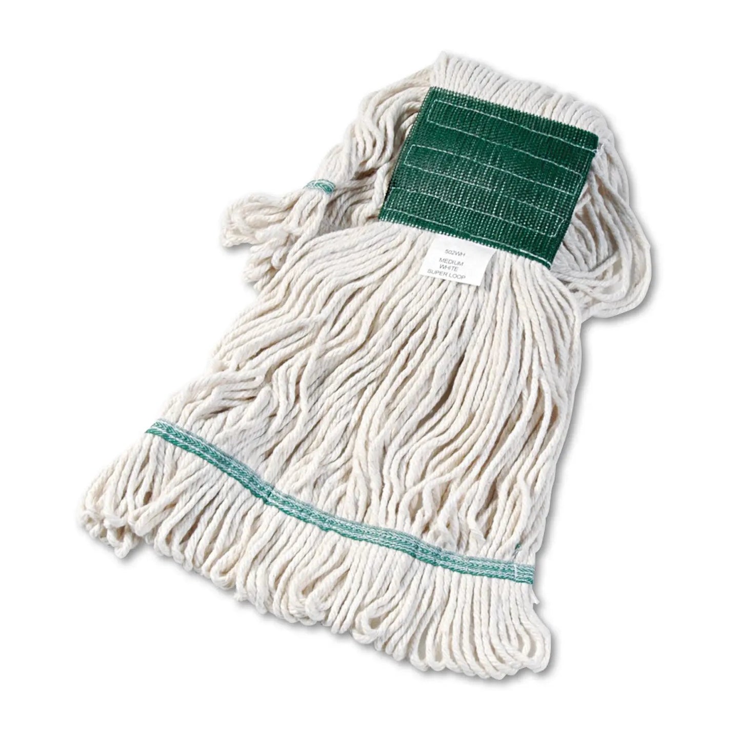 BWK502WHCT Super Loop Wet Mop Head, Cotton/Synthetic Fiber, 5" Headband, Medium Size, White, 12/Carton Boardwalk