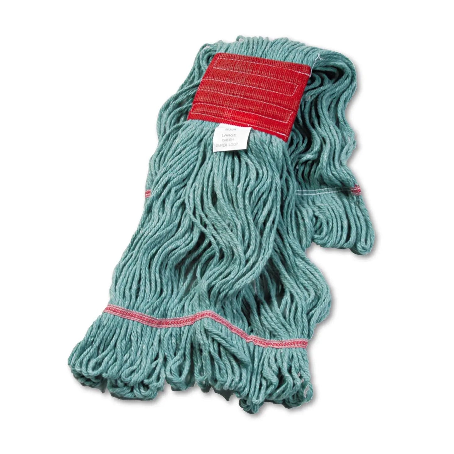 BWK503GNCT Super Loop Wet Mop Head, Cotton/synthetic Fiber, 5" Headband, Large Size, Green, 12/carton Boardwalk