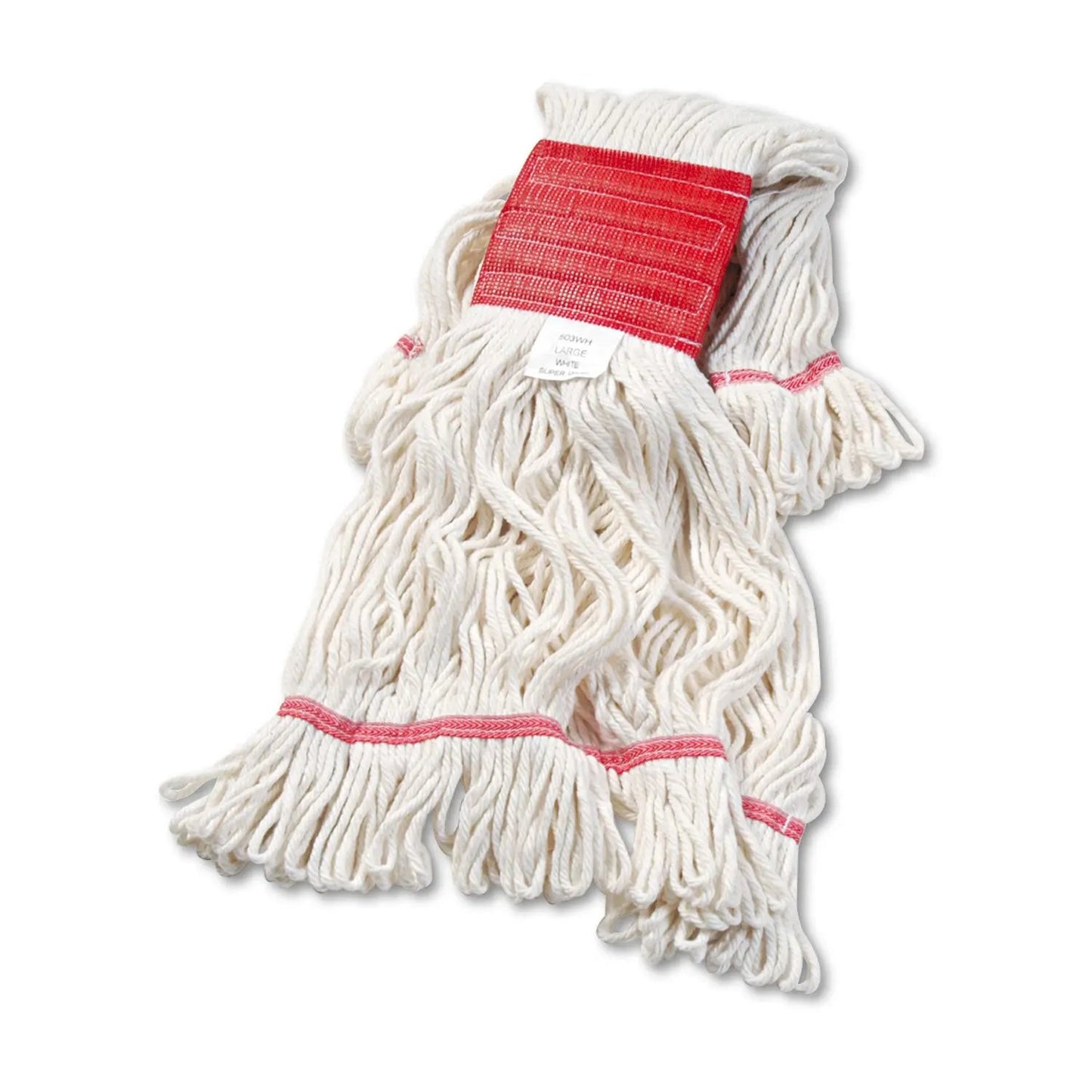 BWK503WHCT Super Loop Wet Mop Head, Cotton/synthetic Fiber, 5" Headband, Large Size, White, 12/carton Boardwalk