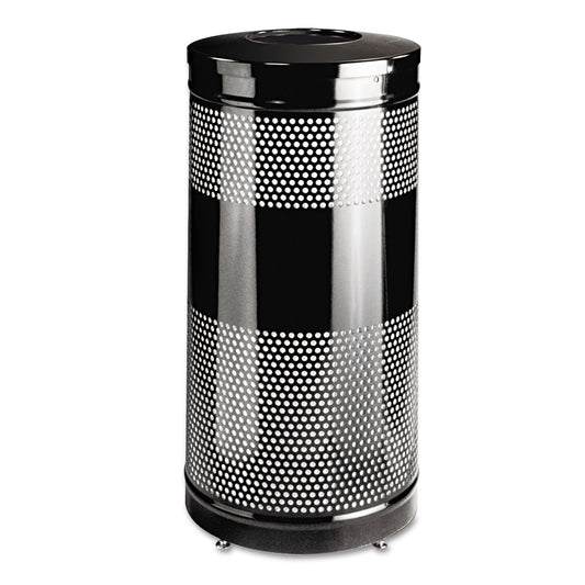 RCPS3ETBK Classics Perforated Open Top Receptacle, 25 gal, Steel, Black