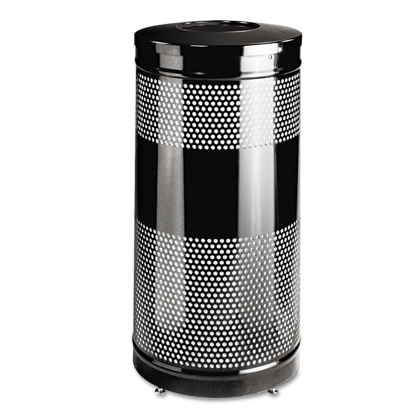 RCPS3ETBK Classics Perforated Open Top Receptacle, 25 gal, Steel, Black