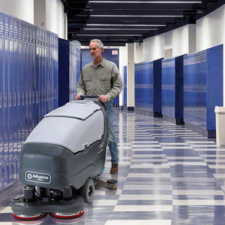 Advance SC750 Walk-Behind Scrubber for Commercial Floor Cleaning and Maintenance
