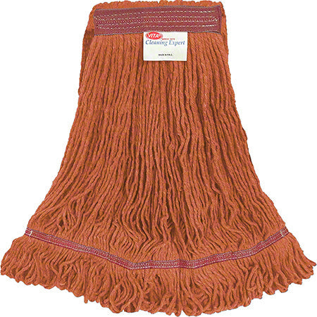 DMS-OPE124L Premium Blend Economical Looped-End Wet Mop - Large, 1 1/4", Orange