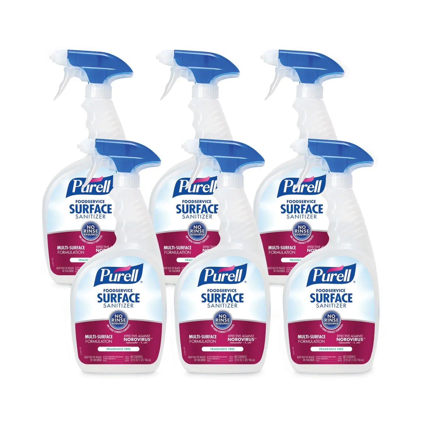 GOJ334106CT Foodservice Surface Sanitizer, Fragrance Free, 32 oz Capped Bottle with Spray Trigger Included in Carton, 6/Carton PURELL