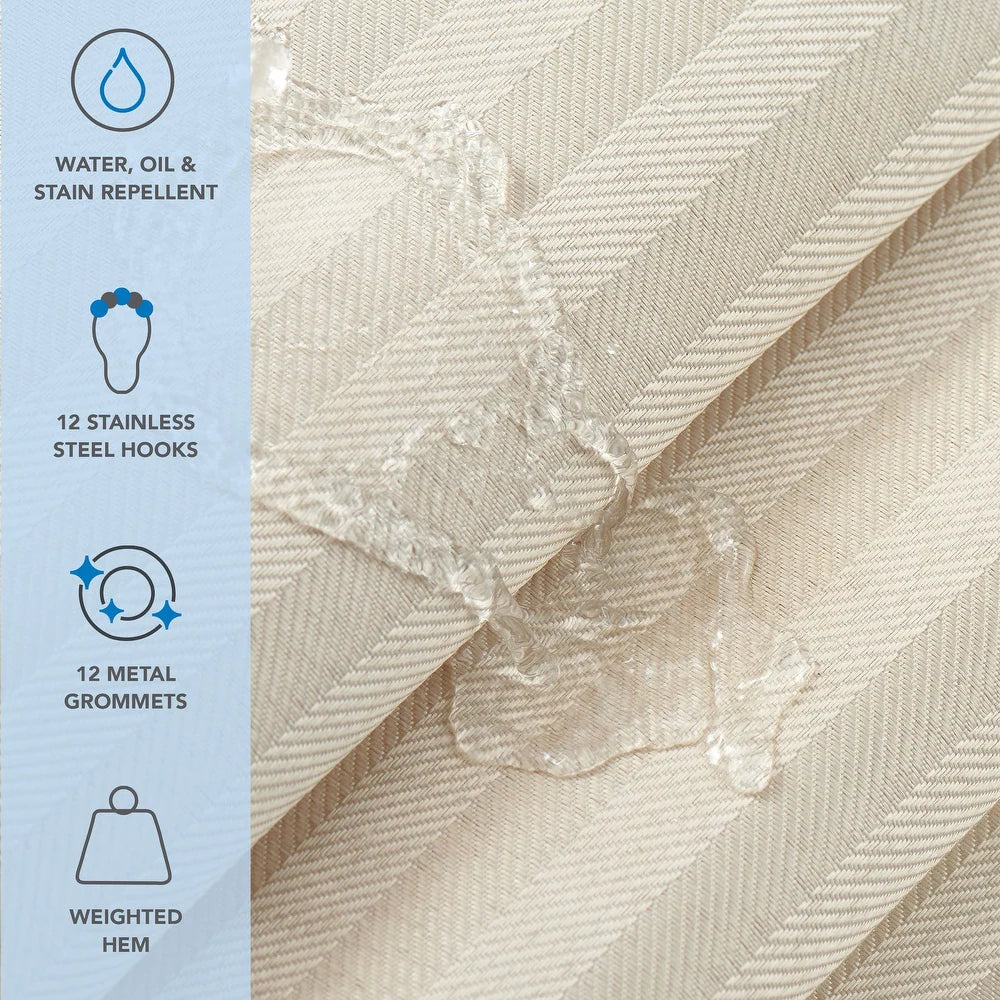 Host & Home Poly Shower Curtain Set 72x72 Damask Almond Milk