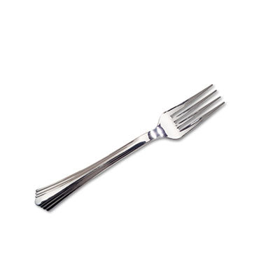 WNA61080 Reflections Heavyweight Plastic Utensils, Fork, Silver, 80/box