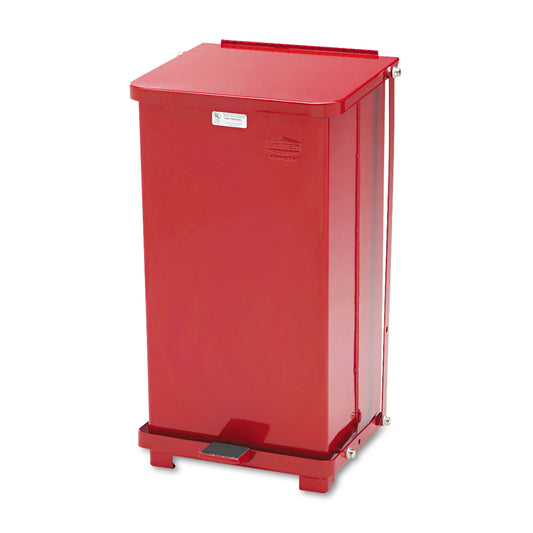 RCPST12EPLRD Defenders Heavy-Duty Steel Step Can, 6.5 gal, Steel, Red