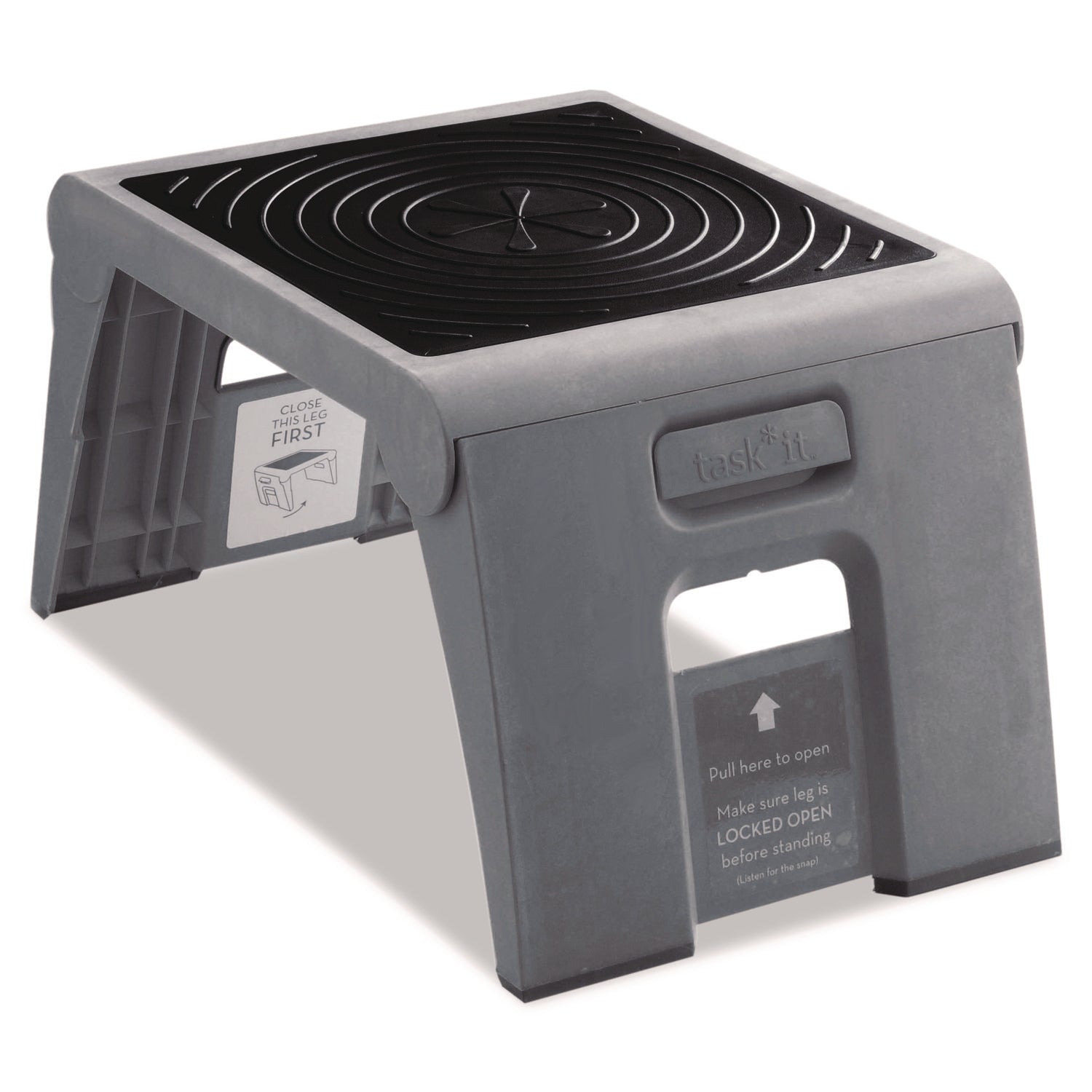 CRA50051PK82 Folding Step Stool, 1-Step, 300 lb Capacity, 14 x 11.25 x 9.75, Slate Cramer