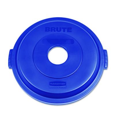 RCP1788376 Bottle/Can Recycling Top for BRUTE 32 gal Containers, Round Openings, 9.8w x 22.9d x 22.3h, Blue RUBBERMAID COMMERCIAL PROD.