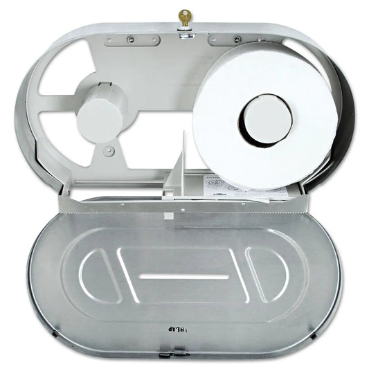 BOB2892 Stainless Steel Two-Roll Jumbo Toilet Tissue Dispenser, 20.81 x 5.31 x 11.38, Satin-Finish Stainless Steel Bobrick