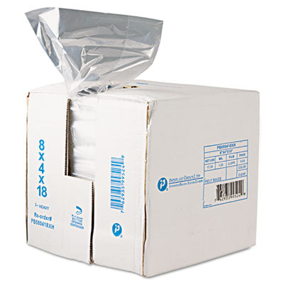 IBSPB080418R Food Bags, 2 gal, 8" x 4" x 18", Clear, 1,000/Carton