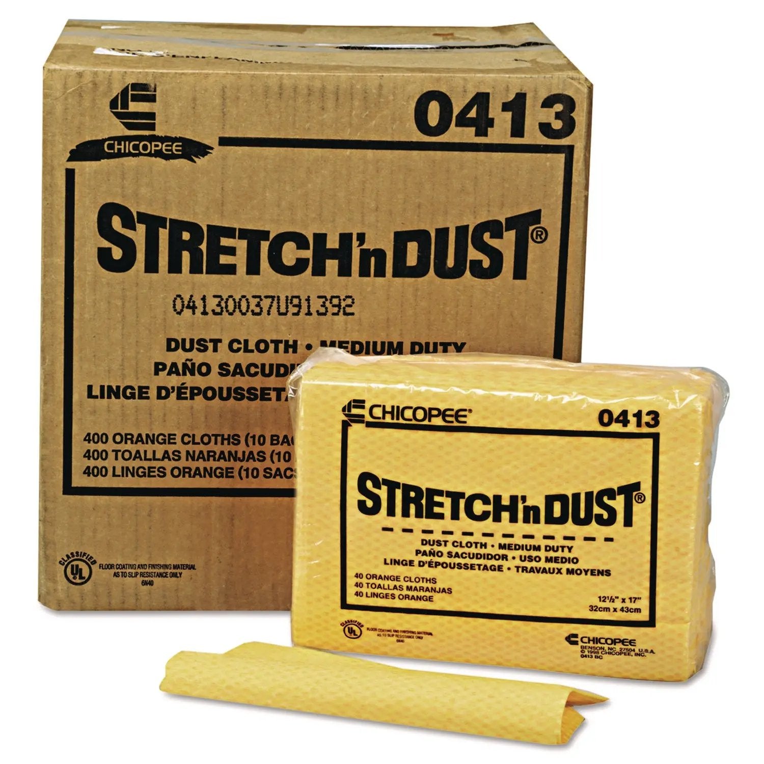 CHI0413 Stretch 'n Dust Cloths, 12.6 x 17, Yellow, 40/Pack, 10 Packs/Carton Chix
