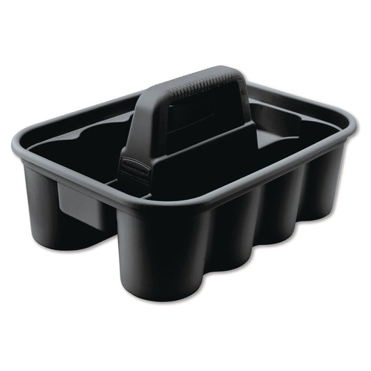 RCP315488BLA Commercial Deluxe Carry Caddy, Eight Compartments, 15 x 7.4, Black RUBBERMAID COMMERCIAL PROD.