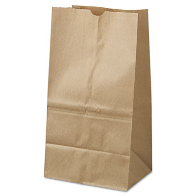BAGGK25S500 Grocery Paper Bags, 25# Squat Size, 40# Basis Weight, 8.25" x 5.25" x 16.13", Kraft, 500/Bundle