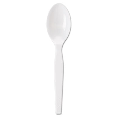 DXETM23C7 Individually Wrapped Mediumweight Polystyrene Cutlery, Spoon, Plastic, White, 1,000/Carton
