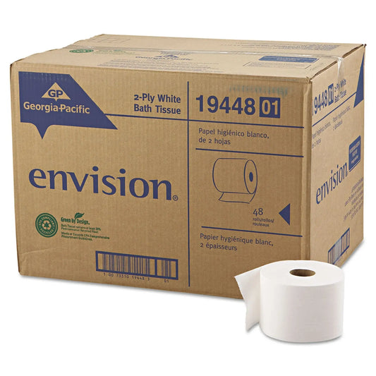 GPC1944801 Pacific Blue Basic High-Capacity Bathroom Tissue, Septic Safe, 2-Ply, White, 1,000 Sheets/roll, 48 Rolls/carton Georgia Pacific Professional