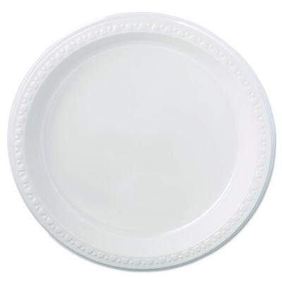 HUH81209 Heavyweight Plastic Plates, 9" Dia, White, 125/pack, 4 Packs/carton