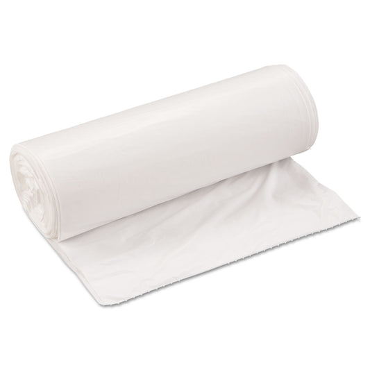 IBSSL3339XHW Low-Density Commercial Can Liners, 33 gal, 0.8 mil, 33" x 39", White, Interleaved Roll, 25 Bags/Roll, 6 Rolls/Carton