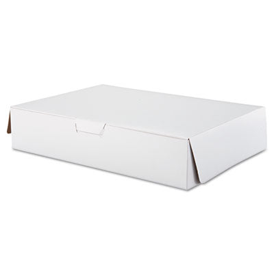 SCH1029 White One-Piece Non-Window Bakery Boxes, 1/2-Sheet Cake Box, 19 x 14 x 4, White, Paper, 50/Carton