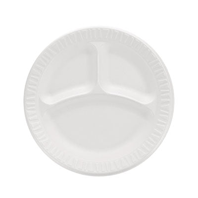 DCC9CPWCR Concorde Foam Plate, 3-Compartment Plate, 9" dia, White, 125/Pack, 4 Packs/Carton