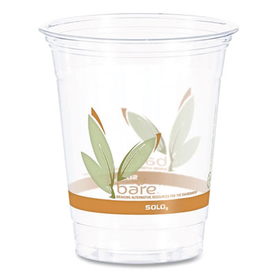 DCCRTP12BAREPK Bare Eco-Forward RPET Cold Cups, Squat, 12 oz to 14 oz, Plastic, Leaf Design, 50/Pack