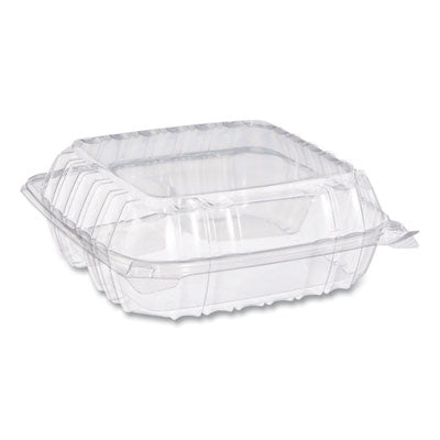 DCCC90PST3 ClearSeal Hinged-Lid Plastic Containers, 8.25 x 8.25 x 3, Clear, Plastic, 125/Pack, 2 Packs/Carton