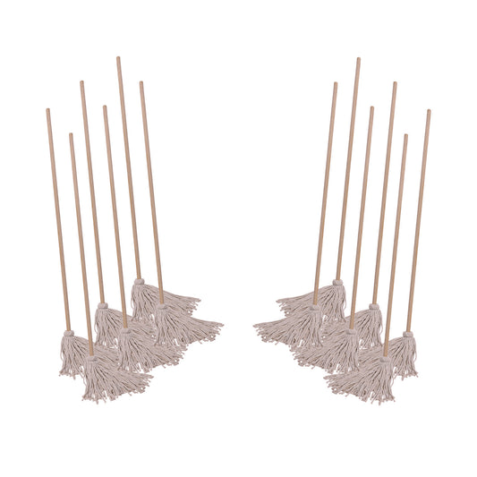 BWK120C Handle/Deck Mops, #20 White Cotton Head, 54" Natural Wood Handle