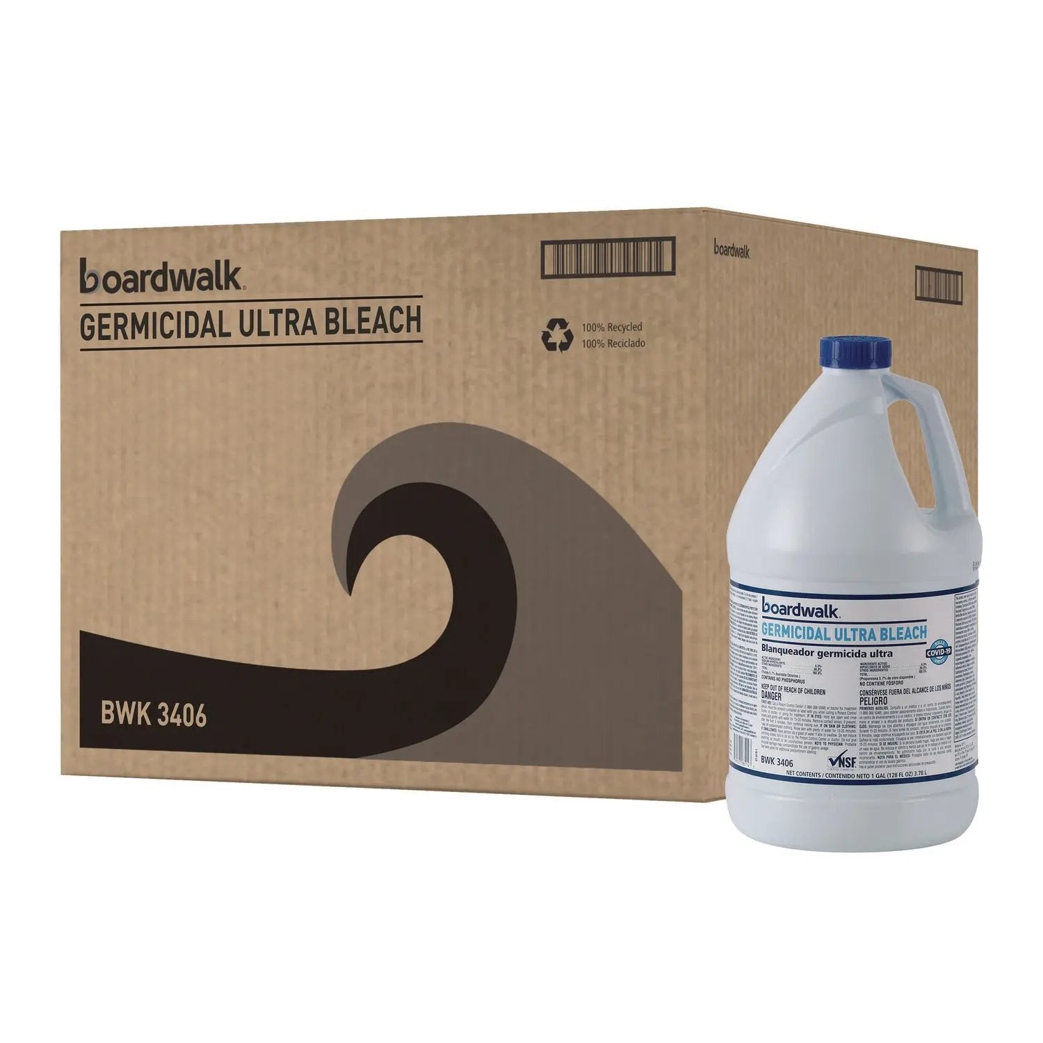 BWK3406 Germicidal Ultra Bleach, 6% Sodium Hypochlorite, 1 gal Bottle, 6/Carton Boardwalk